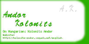 andor kolonits business card